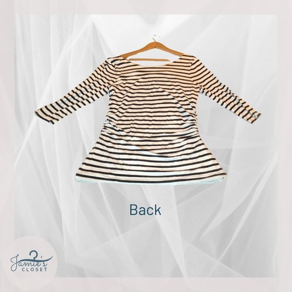 White House Black Market Striped Boat Neck Blouse Size Large GUC - Picture 7 of 9